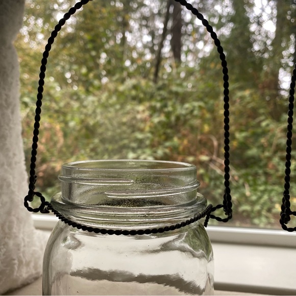 Set Of Three Beautiful Vintage Clear Glass Twisted Metal Hanging Lanterns, Vases - Picture 4 of 13